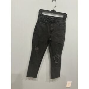 Banana Republic Womens Black Denim High Rise Straight Jeans Size 26 Grunge Emo